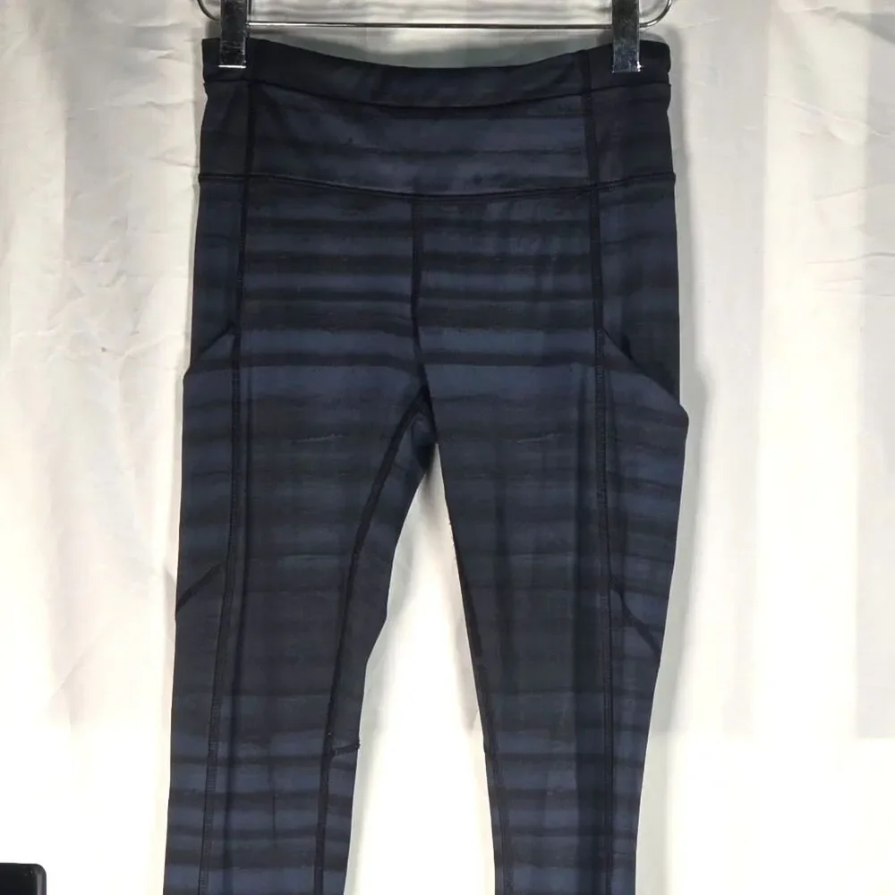 Lululemon Speed Tight IV Striped Ruched Ankle Activewear Leggings Size 2
